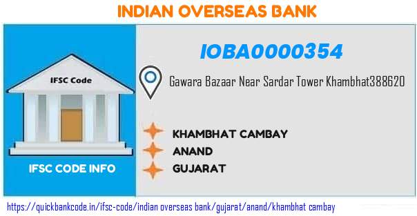 Indian Overseas Bank Khambhat Cambay IOBA0000354 IFSC Code