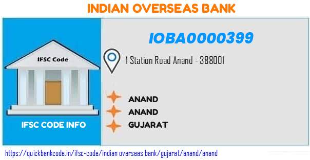 Indian Overseas Bank Anand IOBA0000399 IFSC Code