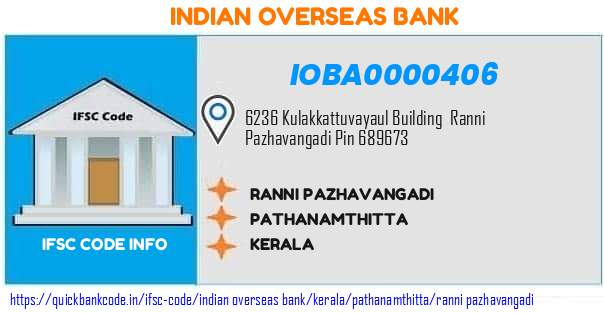 IOBA0000406 Indian Overseas Bank. RANNI PAZHAVANGADI