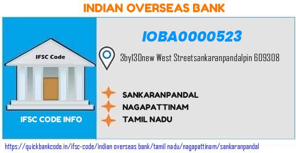 Indian Overseas Bank Sankaranpandal IOBA0000523 IFSC Code