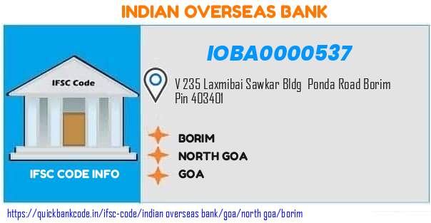 Indian Overseas Bank Borim IOBA0000537 IFSC Code