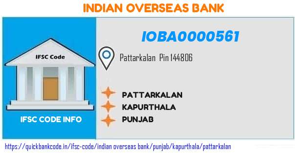Indian Overseas Bank Pattarkalan IOBA0000561 IFSC Code