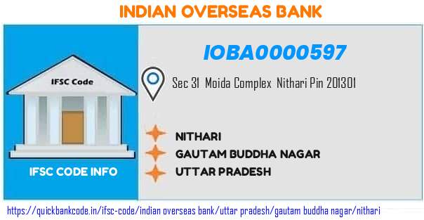 Indian Overseas Bank Nithari IOBA0000597 IFSC Code