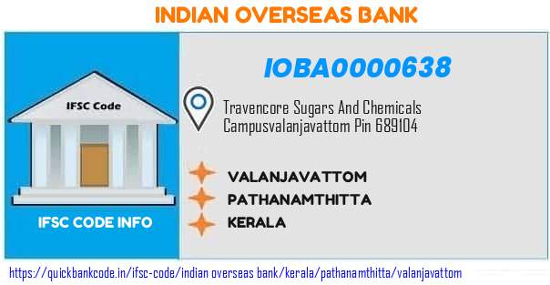 Indian Overseas Bank Valanjavattom IOBA0000638 IFSC Code