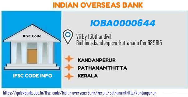 Indian Overseas Bank Kandanperur IOBA0000644 IFSC Code