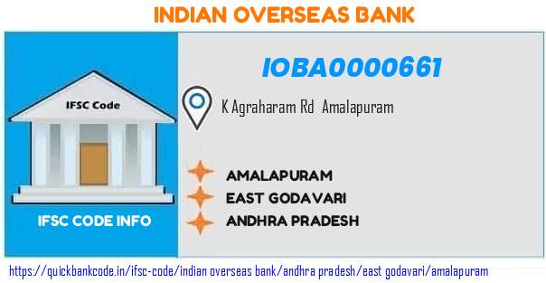 Indian Overseas Bank Amalapuram IOBA0000661 IFSC Code