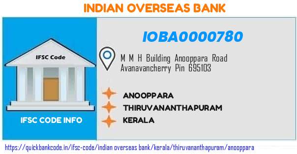 Indian Overseas Bank Anooppara IOBA0000780 IFSC Code