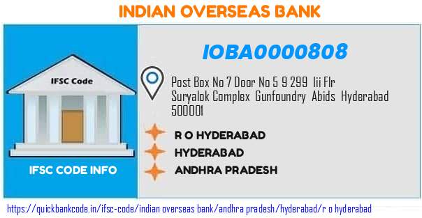 Indian Overseas Bank R O Hyderabad IOBA0000808 IFSC Code