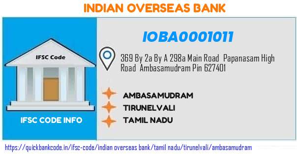 Indian Overseas Bank Ambasamudram IOBA0001011 IFSC Code