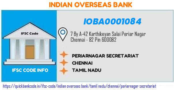 Indian Overseas Bank Periarnagar Secretariat IOBA0001084 IFSC Code