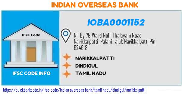 IOBA0001152 Indian Overseas Bank. NARIKKALPATTI