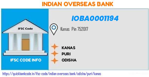 Indian Overseas Bank Kanas IOBA0001194 IFSC Code