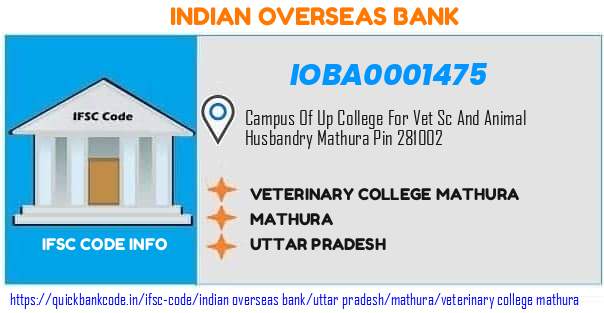 Indian Overseas Bank Veterinary College Mathura IOBA0001475 IFSC Code