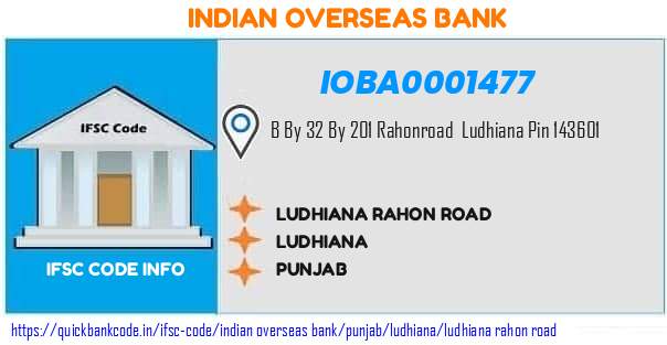 Indian Overseas Bank Ludhiana Rahon Road IOBA0001477 IFSC Code