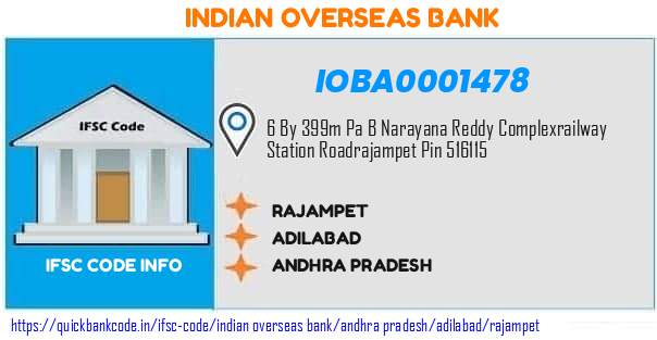 Indian Overseas Bank Rajampet IOBA0001478 IFSC Code