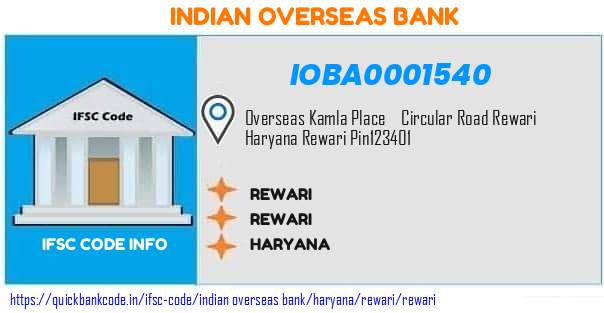 Indian Overseas Bank Rewari IOBA0001540 IFSC Code