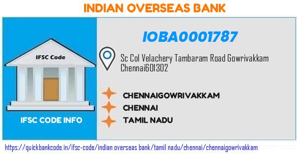Indian Overseas Bank Chennaigowrivakkam IOBA0001787 IFSC Code