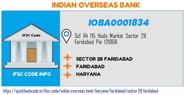 Indian Overseas Bank Sector 28 Faridabad IOBA0001834 IFSC Code