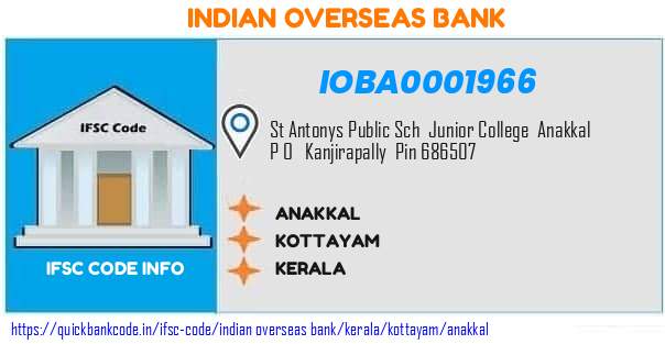 Indian Overseas Bank Anakkal IOBA0001966 IFSC Code