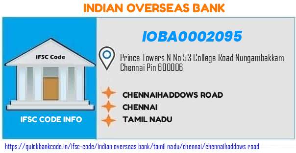 Indian Overseas Bank Chennaihaddows Road IOBA0002095 IFSC Code