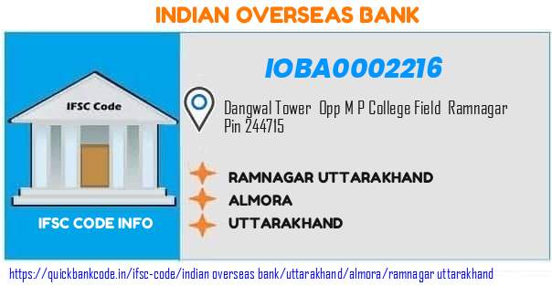 IOBA0002216 Indian Overseas Bank. RAMNAGAR UTTARAKHAND