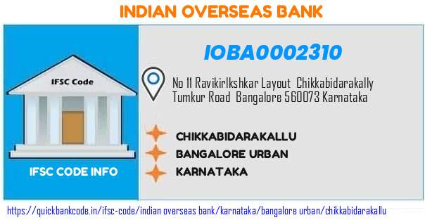 Indian Overseas Bank Chikkabidarakallu IOBA0002310 IFSC Code