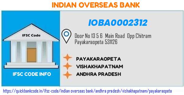 Indian Overseas Bank Payakaraopeta IOBA0002312 IFSC Code