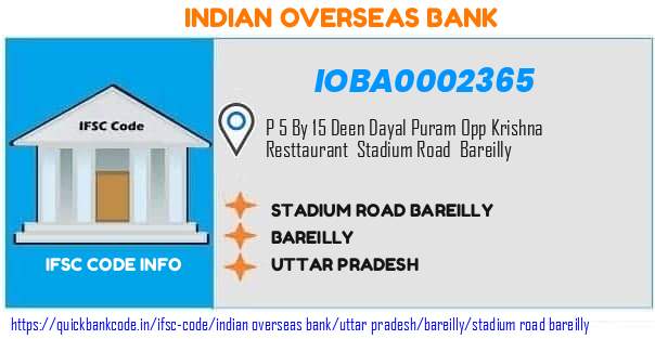 Indian Overseas Bank Stadium Road Bareilly IOBA0002365 IFSC Code