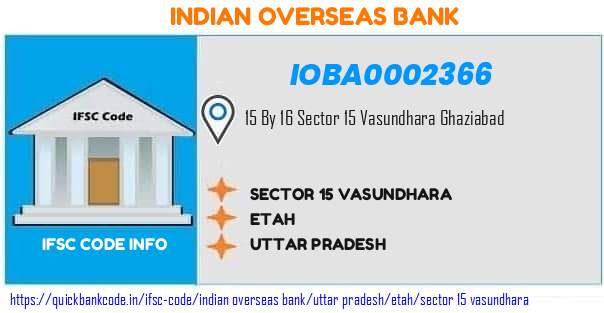 Indian Overseas Bank Sector 15 Vasundhara IOBA0002366 IFSC Code