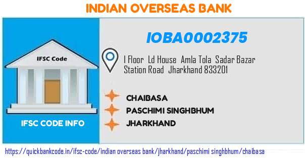 Indian Overseas Bank Chaibasa IOBA0002375 IFSC Code