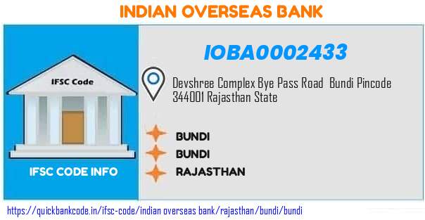 Indian Overseas Bank Bundi IOBA0002433 IFSC Code