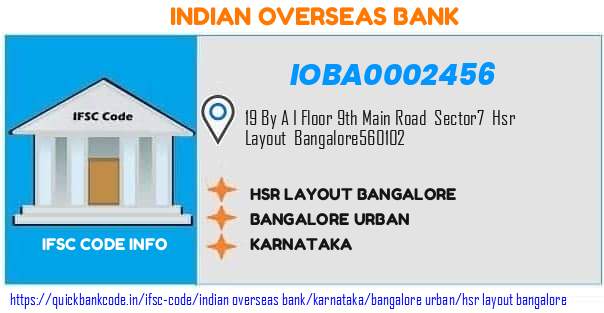 Indian Overseas Bank Hsr Layout Bangalore IOBA0002456 IFSC Code