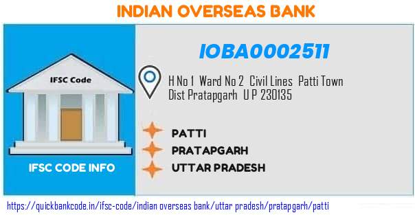 Indian Overseas Bank Patti IOBA0002511 IFSC Code