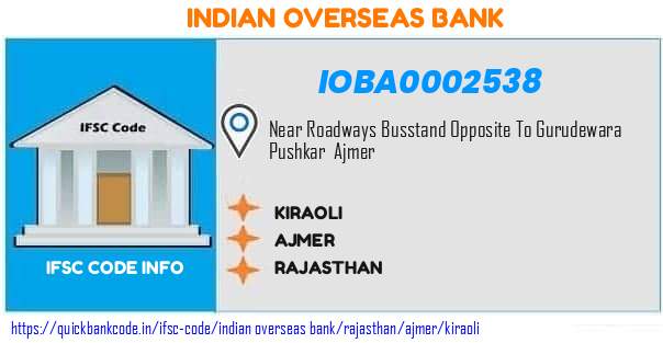 Indian Overseas Bank Kiraoli IOBA0002538 IFSC Code