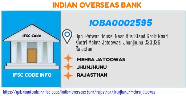 Indian Overseas Bank Mehra Jatoowas IOBA0002595 IFSC Code