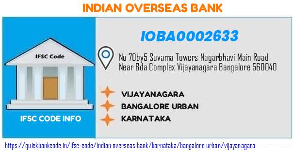 Indian Overseas Bank Vijayanagara IOBA0002633 IFSC Code