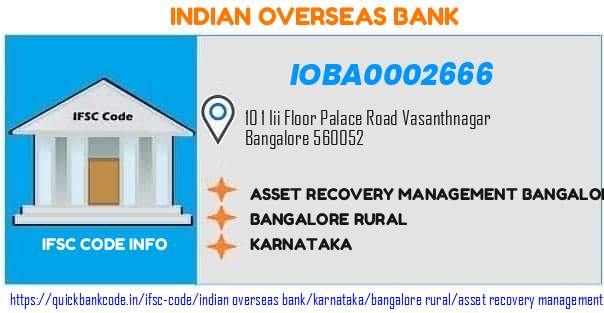 Indian Overseas Bank Asset Recovery Management Bangalore IOBA0002666 IFSC Code