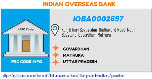 Indian Overseas Bank Govardhan IOBA0002697 IFSC Code