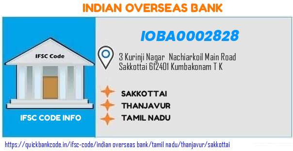 IOBA0002828 Indian Overseas Bank. SAKKOTTAI