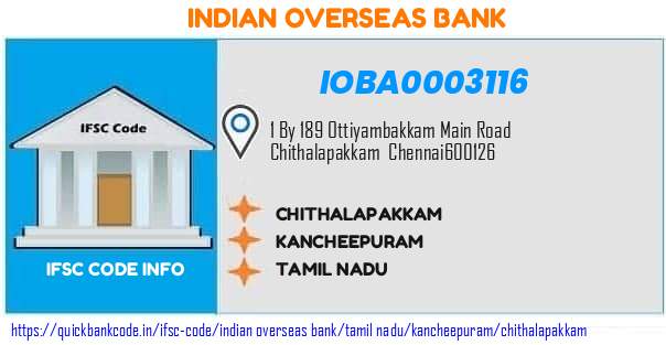 Indian Overseas Bank Chithalapakkam IOBA0003116 IFSC Code