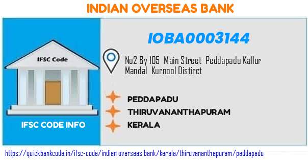 Indian Overseas Bank Peddapadu IOBA0003144 IFSC Code