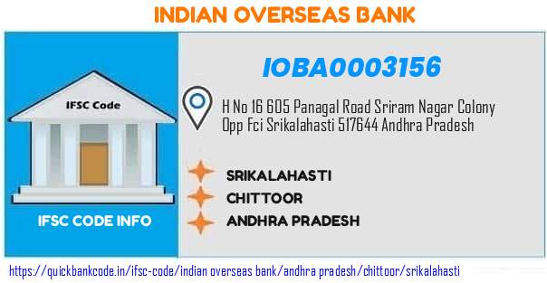 IOBA0003156 Indian Overseas Bank. SRIKALAHASTI