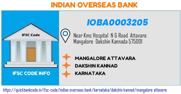 IOBA0003205 Indian Overseas Bank. MANGALORE ATTAVARA