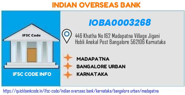 Indian Overseas Bank Madapatna IOBA0003268 IFSC Code
