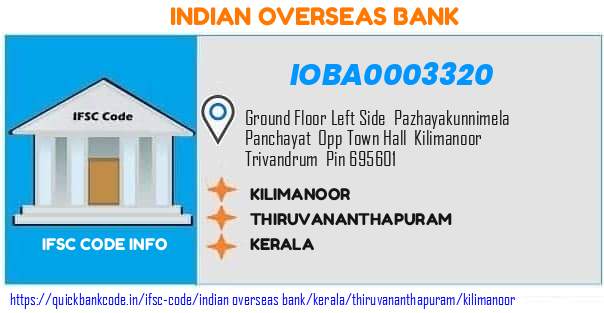 Indian Overseas Bank Kilimanoor IOBA0003320 IFSC Code
