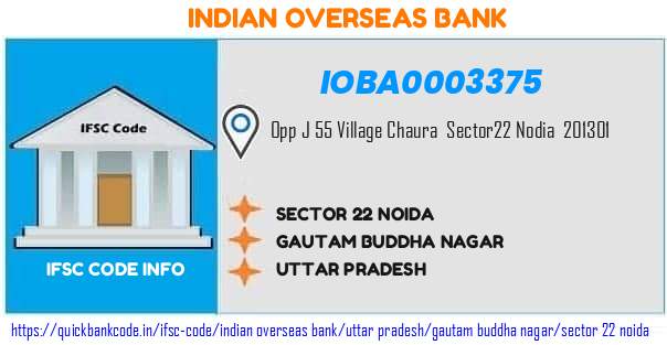 Indian Overseas Bank Sector 22 Noida IOBA0003375 IFSC Code