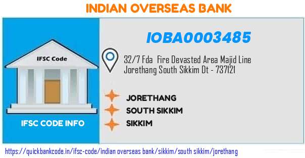 Indian Overseas Bank Jorethang IOBA0003485 IFSC Code