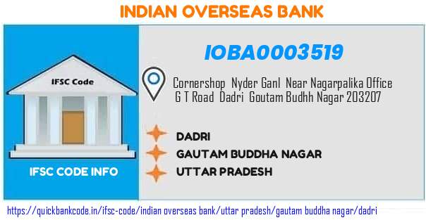 Indian Overseas Bank Dadri IOBA0003519 IFSC Code