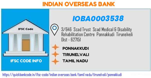 IOBA0003538 Indian Overseas Bank. PONNAKKUDI
