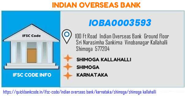 IOBA0003593 Indian Overseas Bank. SHIMOGA KALLAHALLI
